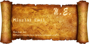 Miszlai Emil névjegykártya